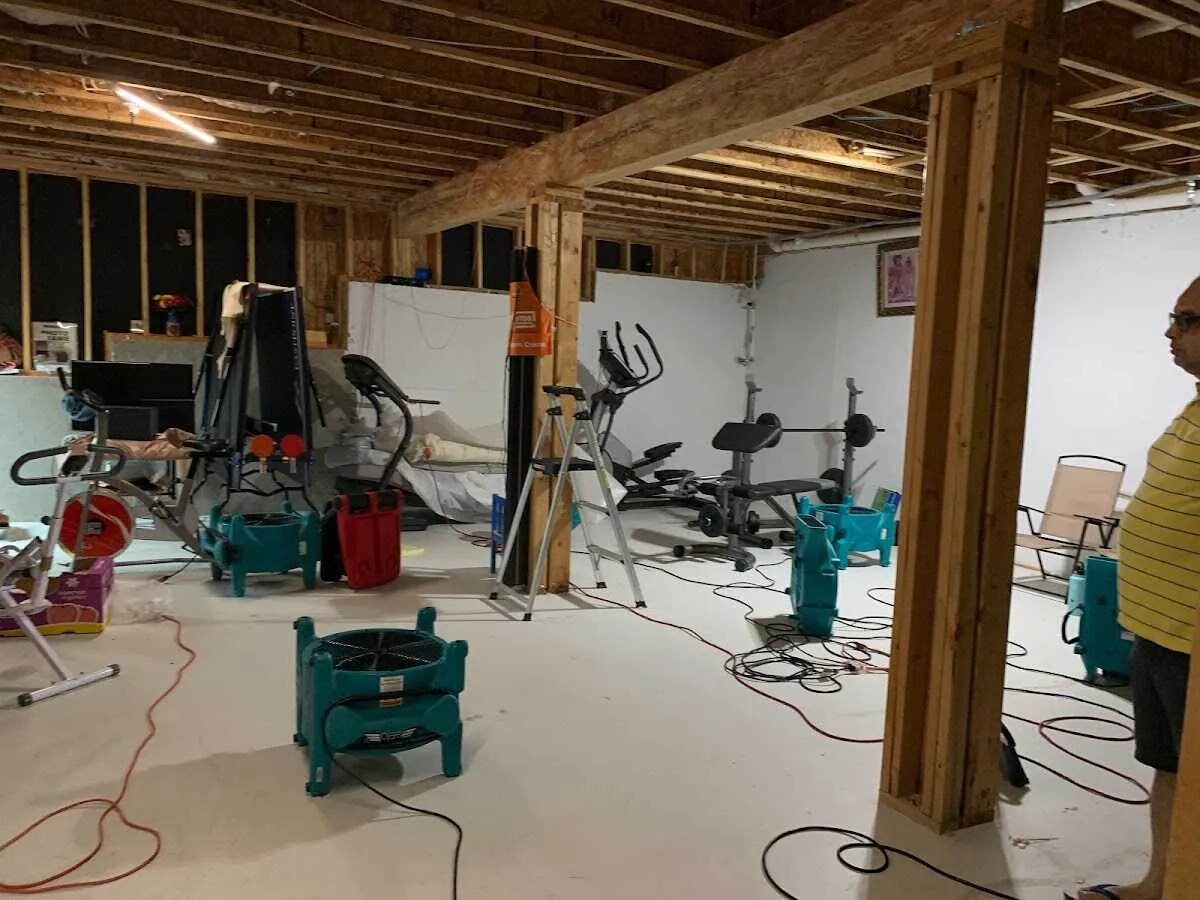 Basement drying equipment setup for Structural Drying in Apple Valley