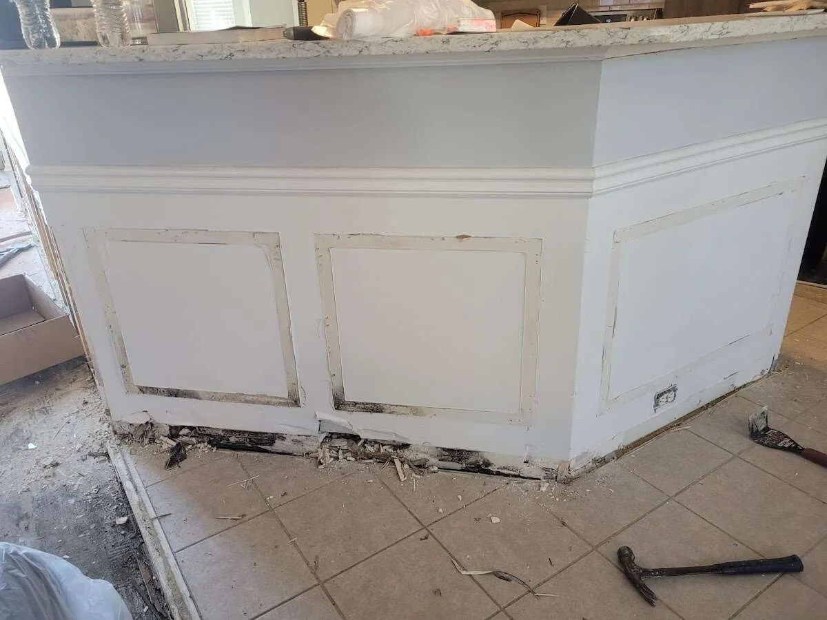 Water damage and mold on kitchen during Storm Damage Restoration in Apple Valley